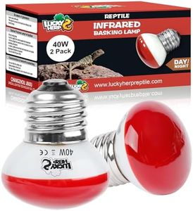 LUCKY HERP Infrared Heat Lamp, 40W Reptile Heat Lamp 2 Pack Red Heat Lamp Bulbs, Infrared Basking Spot Heat Light Bulb, Amphibians Heat Lamp Bulbs for Reptile, Geckos, Snakes, Lizard, Turtle