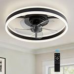 HARPER LIVING 50cm Ceiling Fan with Lights & Remote, 55W 4400LM Dimmable LED 3 Colours Ceiling Fans Light Up and Down, 6 Speeds & Timer Quiet Modern Fan Lamp for Bedroom Living Room Kitchen (Black)
