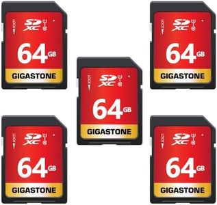 Gigastone 64GB 5-Pack SD Card UHS-I U1 Class 10 SDXC Memory Card High Speed Full HD Video Canon Nikon Sony Pentax Kodak Olympus Panasonic Digital Camera, with 5 Mini Cases