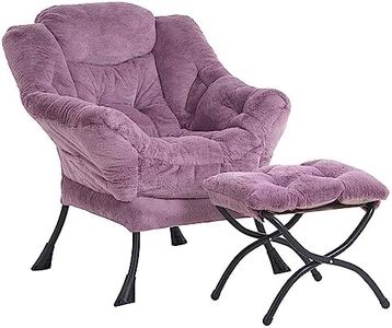 LITA Lazy Chair with Ottoman, Modern Accent Leisure Upholstered Sofa Chair, Lounge Reading Chair with Armrests and a Side Pocket for Living Room, Bedroom & Small Space