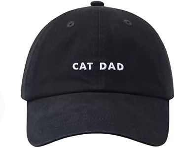 Hatphile: Cat Mom & Dad Hats for Proud Cat Parents | for Men & Women | Embroidered Text - Adjustable Fit - 100% Cotton, Cat Dad Black Cap, Large