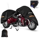 Trike Motorcycle Cover, Covers for 3 Wheel Harley Davidson Waterproof Outdoor Storage, Heavy Duty 420D Oxford Fabric Shelter for Honda, Tri Glide Cover with Zipper for Antenna, Rain Snow Protection