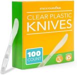 Stock Your Home Clear Plastic Knives, Heavyweight Plastic Knives (100 Pack), Plasticware Disposable Knives Bulk, Clear Plastic Knives Heavy Duty, Plastic Utensils for Party Supplies