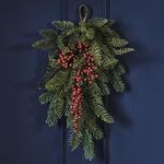 Ginger Ray Foliage Christmas Door Swag with Berries Decorative Centrepiece