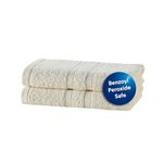 Clorox Bleach Friendly, Quick Dry, 100% Cotton Hand Towels (16" L x 26" W), Highly Absorbent, Light Weight, Easy to Wash (2 Pack, Ivory)