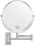 Anfauny 9 Inch Wall Mounted Makeup Mirror - 1X/10X Magnifying Mirror - 360° Swivel Vanity Mirror, Foldable & Extendable Design & Anti-Rust,Shaving Cosmetic Wall Mirror for Bathroom