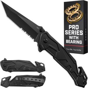 Legal Pocket Knife with Bearing - 5 in 1 Knife - 2.8” Serrated Tanto Blade - with Glass Breaker & Seatbelt Cutter & Pocket Clip - Small Tactical Folding Knives for Men Women Hunting EDC Work 6620 B