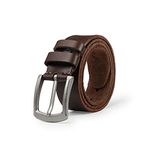 BELTER Men's Leather Belt, Full Grain Leather with Anti-Scratch Pin Buckle,Great for Jeans,Casual,Cowboy & Work Wear (Brown, 42"-44" Waist)