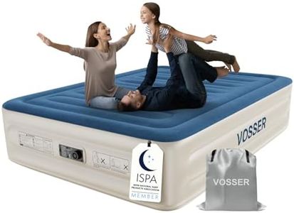 VOSSER Queen Air Mattress with Built-in Pump, Extra Thick Blow Up Mattress, Leak-Proof Air Bed with Storage Bag, Flocked Top Inflatable Mattress for Home, Camping & Guests，800lbs