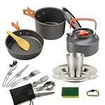 17pcs Camping Cookware Mess Kit, No