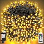 Ollny Christmas Tree Lights Outdoor, 20m 200 LED Fairy Lights Mains Powered, Warm White Waterproof String Light with Plug/Remote/Modes/Timer, Bright Lighting Outside Indoor Garden Xmas Decorations