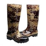 Kontai Man Knee High Rubber Rainboots Camo Waterproof Rubber Boots for Garden Man Rain Footwear Size, Yellow, 8.5