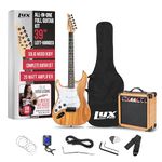 LyxPro Left Hand 39 Inch Electric Guitar and Starter Kit for Lefty Full Size Beginner’s Guitar, Amp, Six Strings, Two Picks, Shoulder Strap, Digital Clip On Tuner, Guitar Cable and Soft Case - Natural