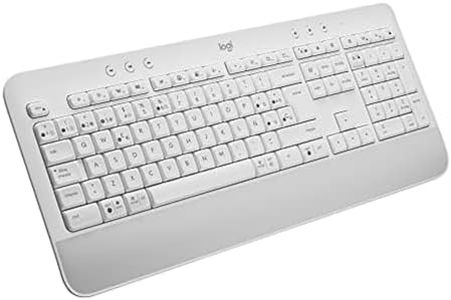 Logitech Signature K650 Teclado Inalámbrico Completo con Reposamanos, Bluetooth BLE o Receptor USB Logi Bolt, Alta Amortiguación, Teclado Numérico, para PC/Windows/Mac, QWERTY Español, Blanco
