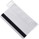 5 Pack - Rigid Vertical Half Card Swipe Badge Holder - Hard Plastic Clear Leaves Mag Stripe Exposed for Easy Swiping Access to Magnetic Strips on POS ID's & Credit Cards by Specialist ID