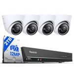 Reolink 4K+ PoE CCTV Security Camera System with Spotlights, 4X 12MP IP Cameras with Person/Vehicle Detection, 8CH NVR with 2TB HDD for 24/7 Continuous Recording, 2-Way Audio, RLK8-1200D4-A