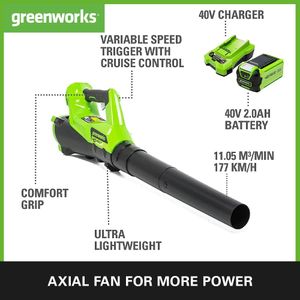 Greenworks 40V Cordless Leaf Blower – Lightweight Garden Tool