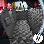 KYG Dog Car Seat Cover Dog Hammock For Car Back Seats With Side Protection And Mesh Visual Window, Durable Scratch Proof And Waterproof Pet Car Seat Cover For Cars/Trucks/Suv 135 X 148 Cm Black