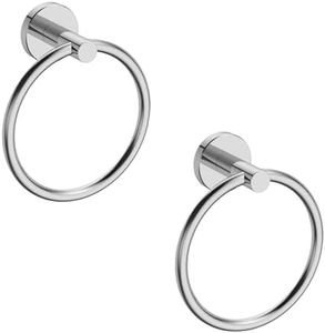 USHOWER 2 Pack Polished Chrome Towel Ring, Hand Towel Holder for Bathroom Wall Mounted, Durable 304 Stainless Steel, Modern Style