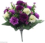 ARTIFICIAL FLOWERS - 41cm SPIKEY CHRYSANTHEMUM MIXED BUSH IVORY/LILAC/PURPLE