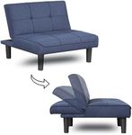 JUBILOOM Comfy Mini Couches, Small Recliner Futon Chair with Adjustable Backrest, Single Small Couch, Armless Living Room Couch for Small Space, Bedroom, Home, Blue, 1 Pack, 306BL