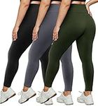HLTPRO 3 Pack Leggings for Women(S-4XL) - High Waisted Tummy Control Plus Size Soft Pants for Workout Running Yoga