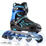 2PM SPORTS Vinal Girls Adjustable Flashing Inline Skates, All Wheels Light Up, Fun Illuminating Skates for Kids and Men