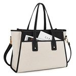 Missnine Tote Bag Canvas Laptop Bag 15.6 inch Work Bags for Women Teacher Bag Casual Computer Shoulder Purse for Office, College, Travel