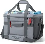 TOURIT Insulated Collapsible Cooler Bag for 60 Cans, 40L Soft Cooler Bag for Picnic, Beach, Work, Trip, Grey