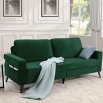 YODOLLA 2 Seater Sofa, Small Sofa with Velvet, Love Seat for Living Room, Modern Sofa 2 Seater,2m Green Office Sofa