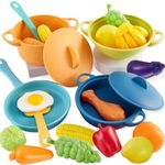 AOLEVA Kids Play Kitchen Cooking Toy Set Accessories for Ages 3+ Years Old, Large Size Toy Pots and Pans Saucepan Playset Play Food Toys for Children Kitchen Gifts for Kids Boys Girls