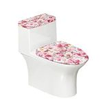 XXQGOMG Toilet Lid Cover and Toilet Tank Cover Pink Floral Stretch Toilet Seat Covers for Bathroom Fits Most Size Toilet Tanks & Lids Bathroom Decoration Accessories