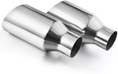 AUTOSAVER88 2.5 Inch Inlet Exhaust Tip, 2.5" Inlet 4" Outlet 9" Overall Length Stainless Steel Tailpipe Chrome Polished Exhaust Tips