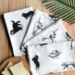 Pixel Home Dog Design Premium Cotton Multi Purpose Towel - Designer Made Towel for Tables (Set of 4 Pcs, Dog Print)