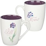 Christian Art Gifts Purple Tulip Ceramic Coffee Mug – 12 oz. Microwave & Dishwasher-safe Non-Toxic Inspirational Scripture Coffee and Tea Mug for Women with Bible Verse: Be Still and Know –Psalm 46:10