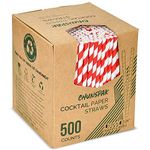 [500 Counts] Chunspak 5.75 inch Disposable Red White Striped Small Paper Straws for Cocktail, Coffee and Short Drinks - Eco-friendly