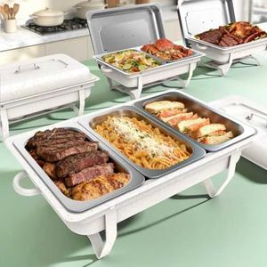 Amhier 9Qt Chafing Dishes for Buffet, 4 Pack, White