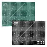 Cutting Mat,2 pcs A4 Self Healing Cutting Mat Double Sided PVC Non-Slip Mat Cutting Board Craft Art Mat,for Fabric, Crafting,Quilting,Sewing,Scrapbooking Project,30cm * 22cm Black/Green