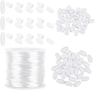 PH PandaHall 30 Set 24mm Plastic Break Away Safety Clasp Buckle with 10m Nylon Braided String Cords for Bracelets Necklaces DIY Jewelry Craft Making, White