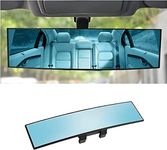 Car Rearview Mirror, 12 Inch Panoramic Wide Angle Anti-Glare, Clip on Auto Rear View Mirror, HD Clear Convex Surface, Car Interior Accessories Universal for SUV, Truck, Van, Vehicles (Blue)