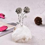 AMOYSTONE Natural Pyrite Flower on Geode Agate Base Crystals Money Tree Feng Shui Luck Figurine White Crystal Pyrite Ornament Christmas Tree