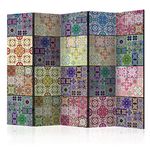 murando Decorative Room Divider Mandala Abstract 225x172 cm / 89"x68" Double-Sided Folding Screen 5 Panels Room Partition Non-Woven Canvas Print Opaque Photo Display f-C-0013-z-c