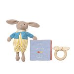 Manhattan Toy Petit Artiste Bunny Doll, Soft Book, & Wooden Teether Baby Soothing Gift Set, (217860)