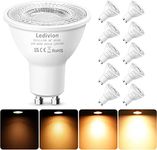 Ledivion GU10 LED Bulbs Warm White Dimmable, 4.7W LED Spotlight Bulb, 3000K, 50W Halogen Equivalent, 220-240V 345 Lumen 38° Beam Angle, Pack of 10