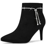 Allegra K Women's Rhinestone Pointed Toe Stiletto Heels Ankle Boots Black 4 UK/Label Size 6 US