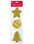 36 Gold Glitter and Luxury Foil Xmas Gift Tags With Thread