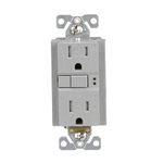 Eaton GFCI Self-Test 15A -125V Tamper Resistant Duplex Receptacle with Standard Size Wallplate, Gray