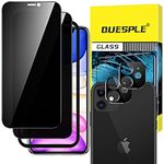 QUESPLE Privacy Screen Protector for iPhone 11 6.1-Inch with Camera Lens Protector, Black Edge Anti Spy Tempered Glass Film with Easy Installation Tool, Case-Friendly, 2+2 Pack