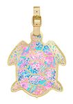 Lilly Pulitzer Turtle Shaped Luggage Tag with Secure Strap, Durable Vegan Leather, Colorful Suitcase Identifier for Travel, Splendor in The Sand