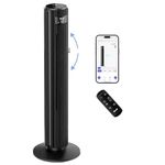 Levoit 25dB Smart Silent Tower Fan 42", 7.9m/s Powerful Cooling Fan for Bedroom with DC Motor, 90°Oscillating and 60°Up and Down, Voice Control 4 Modes 12 Speeds 12H Timer, Black Wifi